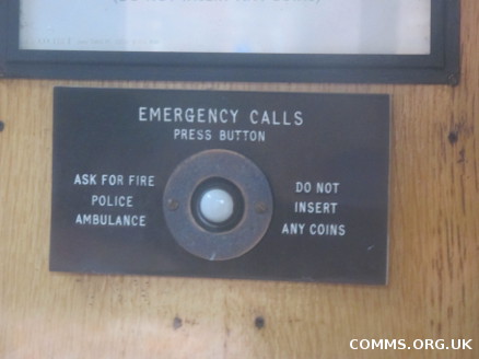 Emergency call button inside a Kiosk No. 5 at the National Telephone Kiosk Collection