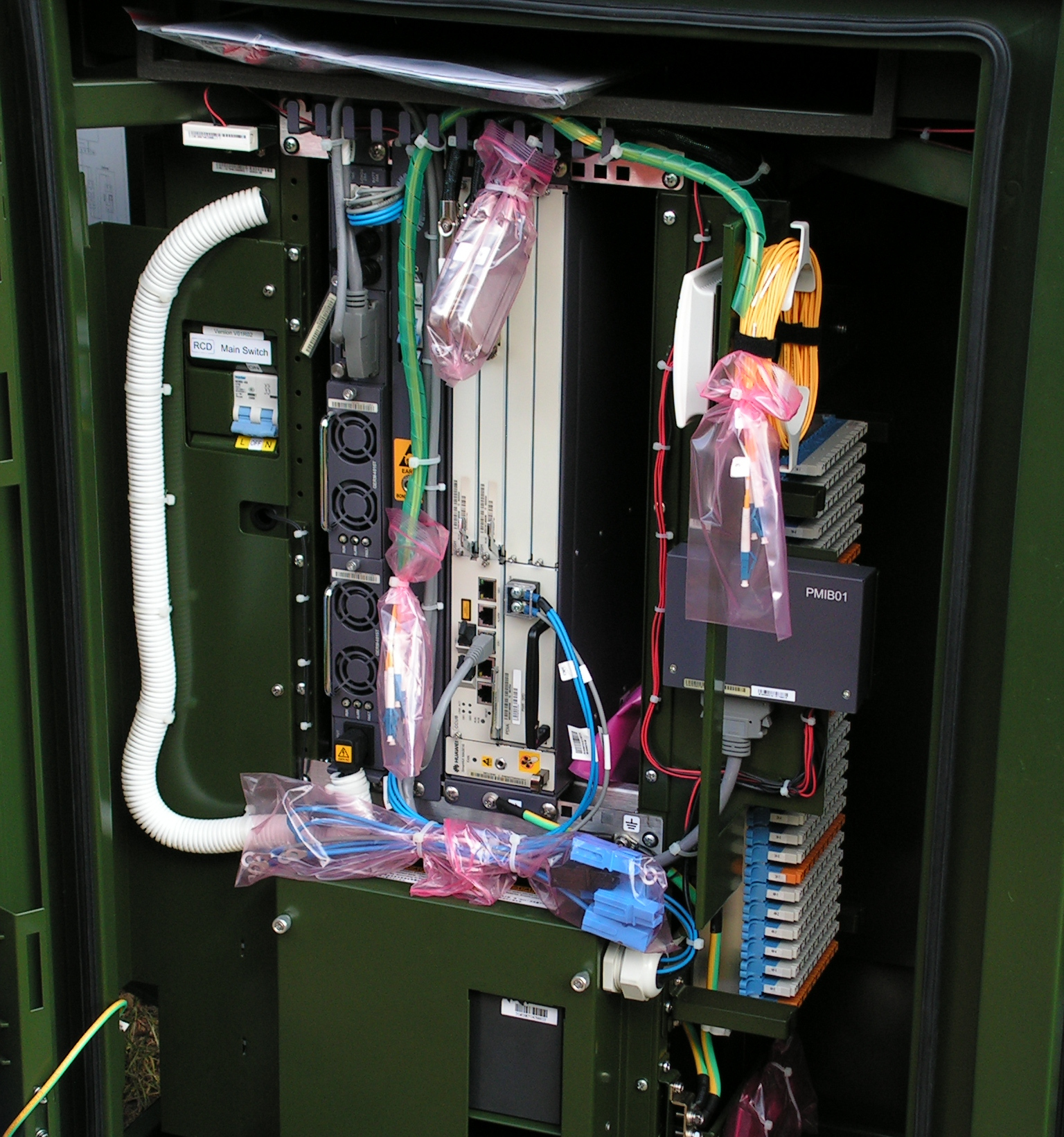 Inside a roadside cabinet, showing the VDSL DSLAM.