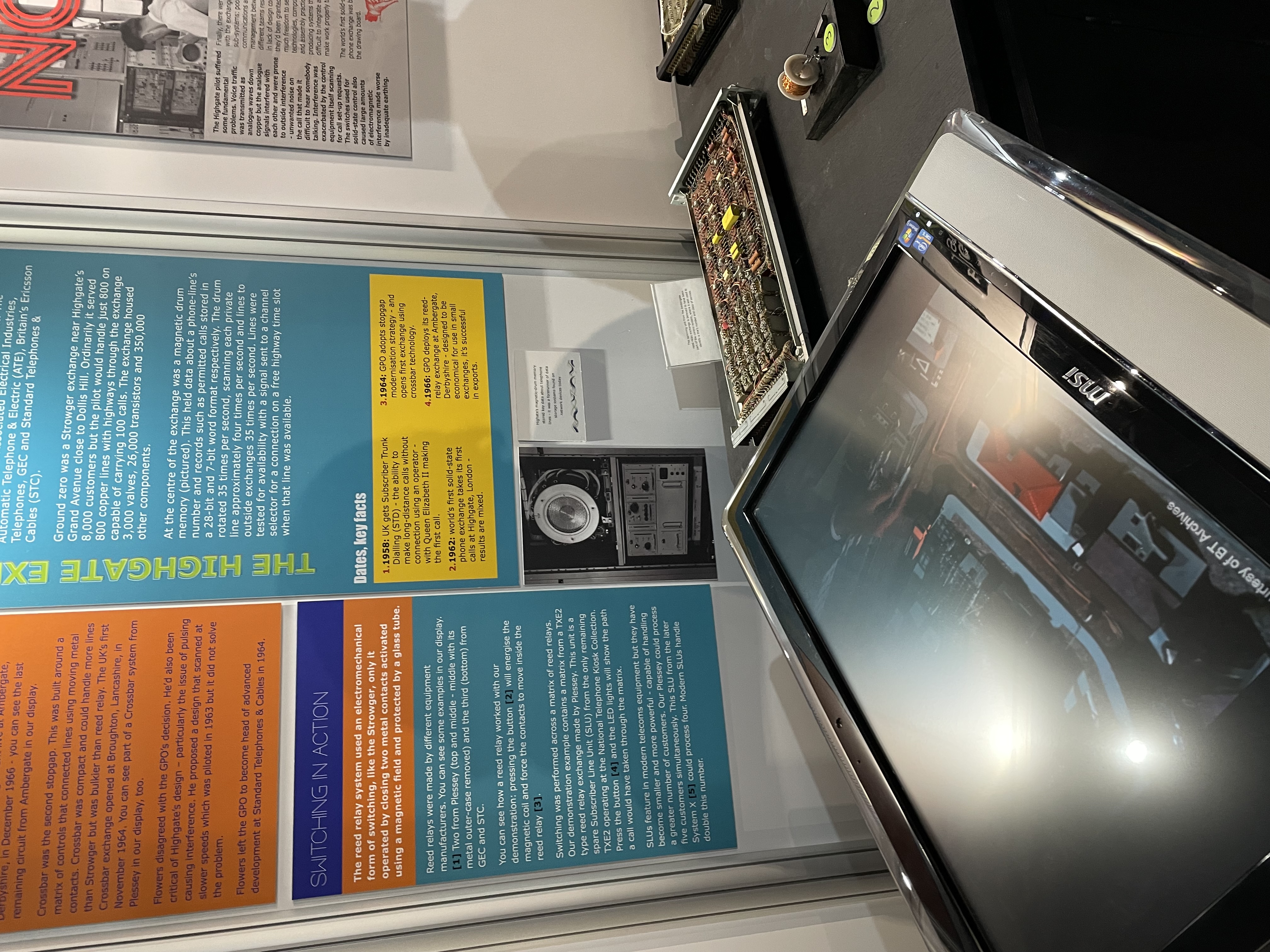 The Highgate Experiment display panel with exchange equipment on show